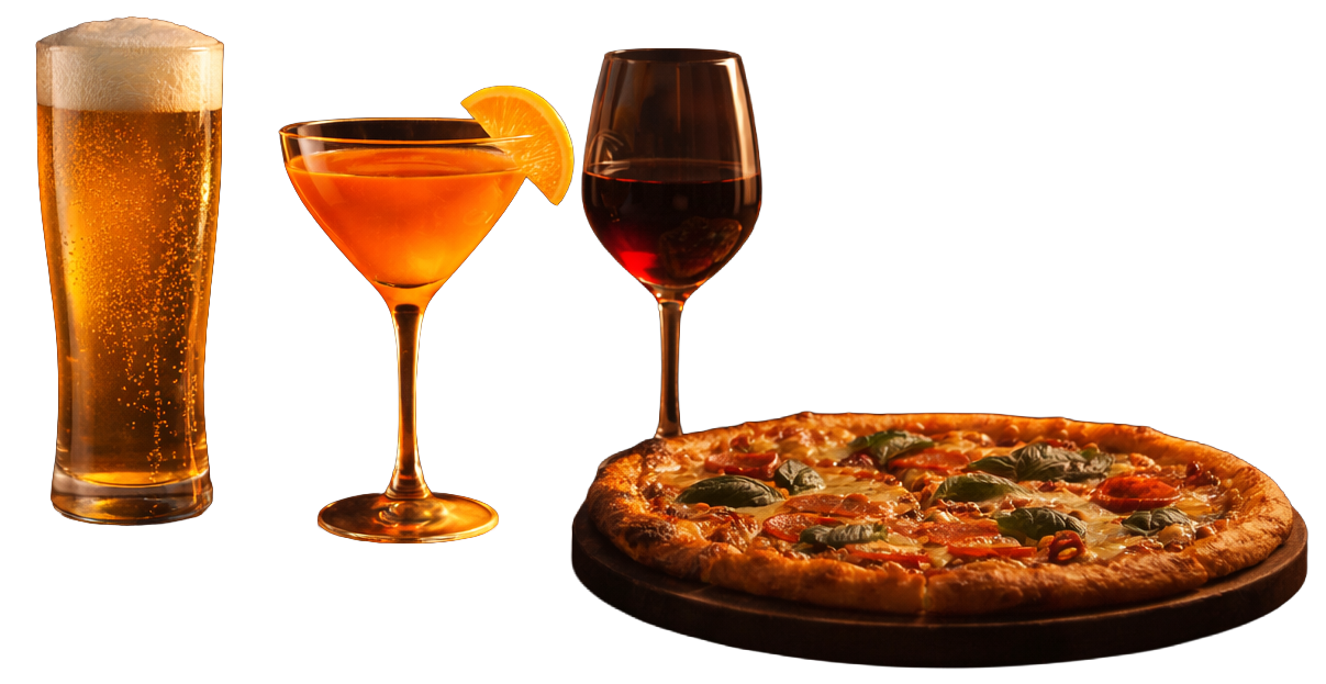 Bier, Cocktails, Wein & Pizza